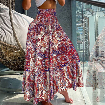 Modischer Rock mit Blumendruck und hoher Taille für Frauen
